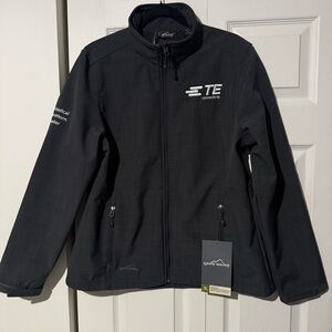 Eddie Bauer Jacket Women Medium Gray Shaded Crosshatch Soft Shell Full Zip XL